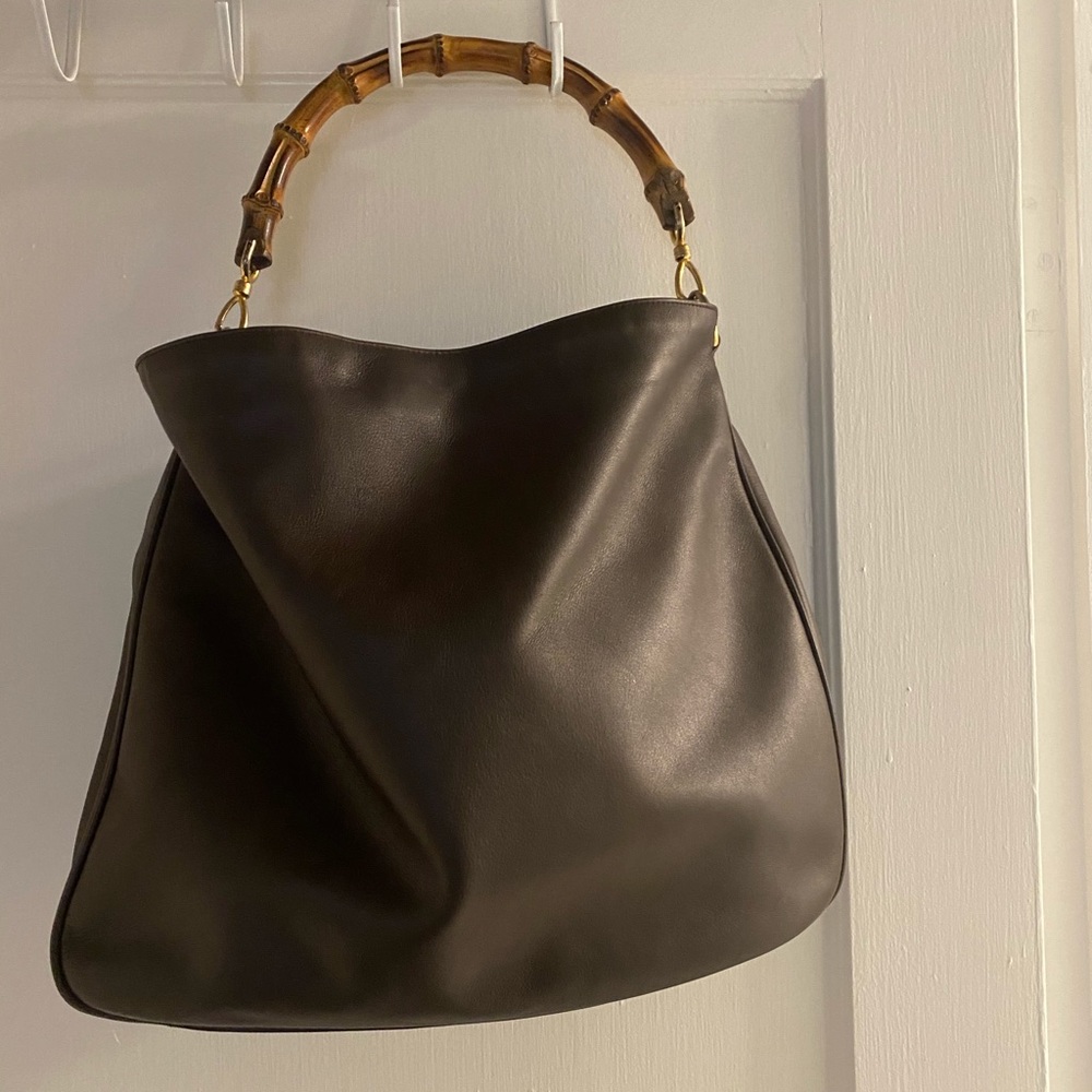 Gucci Bamboo Brown Leather Hobo Bag- 100% auth